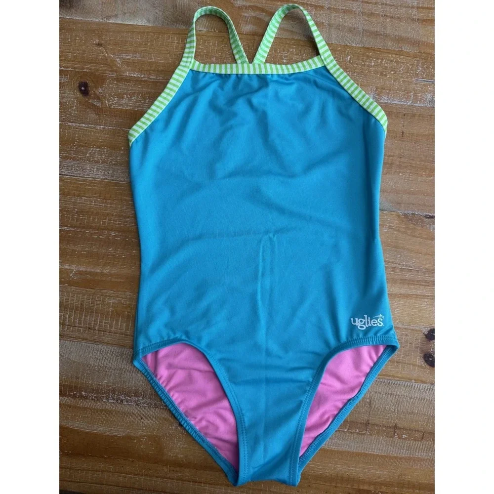 Dolfin Uglies Swimsuit Girl's 14 One Piece Swimwear Stretch Beach‎ Cross back